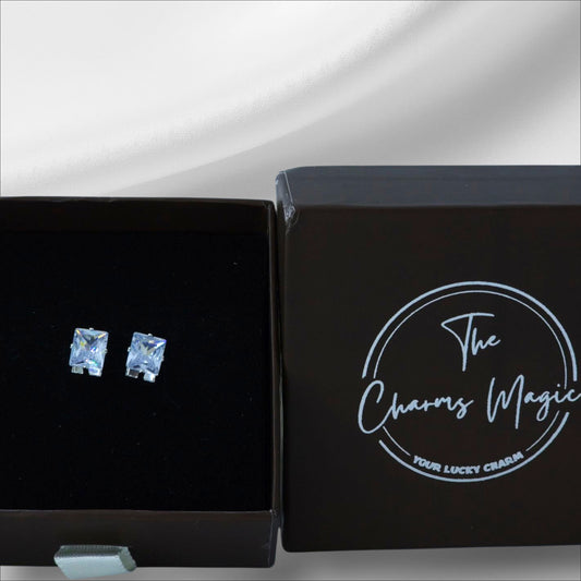 Rectangle American Diamond Studd - The Charms Magic