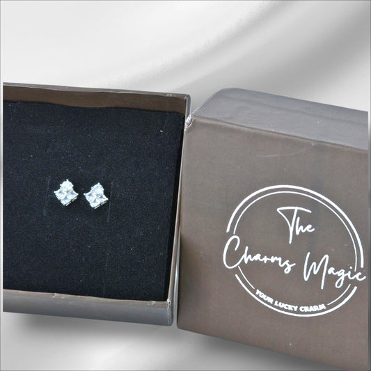 Minimalist Earrings Ad Studded Rhodium Plated Earrings - The Charms Magic