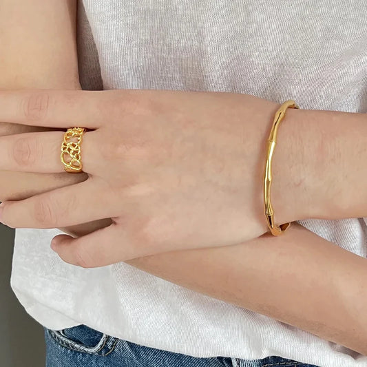 Minimalist Bamboo style cuff bracelet - The Charms Magic