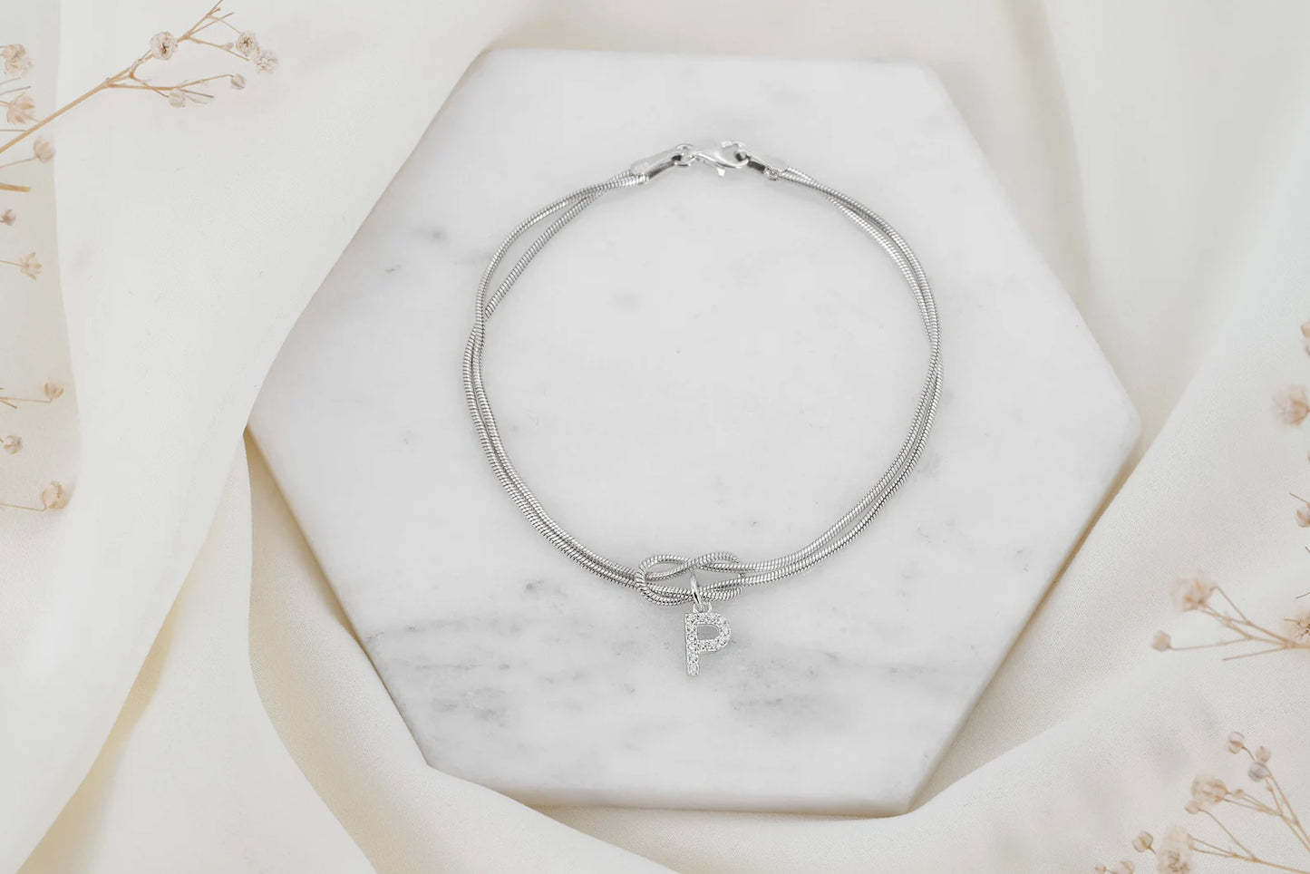 Infinity Love Knot Bracelet with Initial