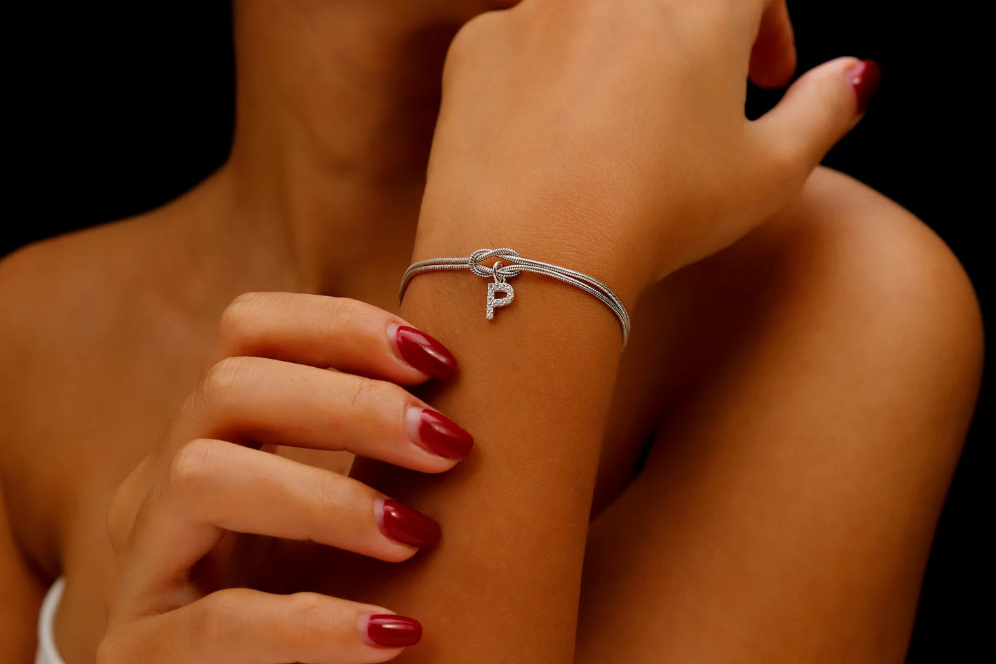 Infinity Love Knot Bracelet with Initial