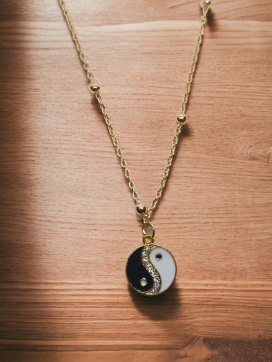 Yin yang Charms Necklace With Anti tarnish Gold Plated Chain