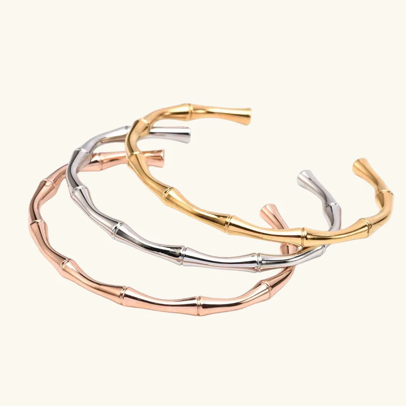 Minimalist Bamboo style cuff bracelet - The Charms Magic