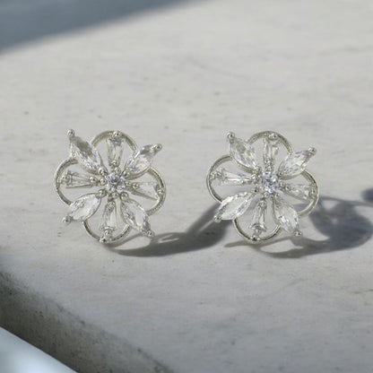 GLOWING FLOWER AMERICAN DIAMOND STUDDS EARRING