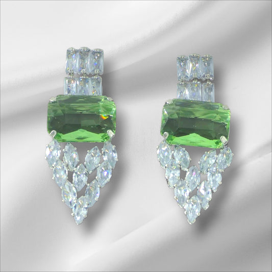 Twinkling Shimmering Trendy Bottle Green Square Stud Earrings - The Charms Magic