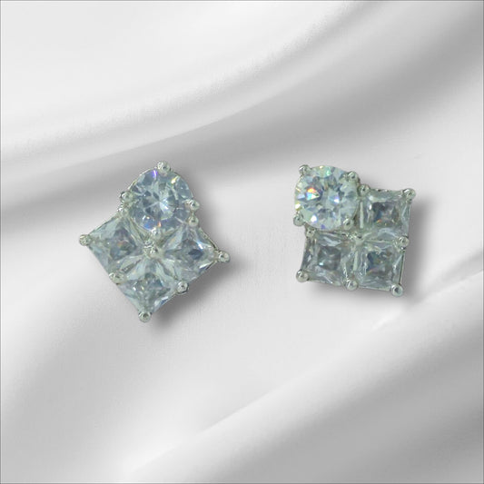 Minimalist Earrings Ad Studded Rhodium Plated Earrings - The Charms Magic