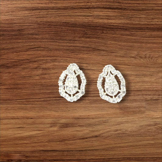 Pear Illusion Set Earrings, Rhodium Plated with Baguettes - The Charms Magic