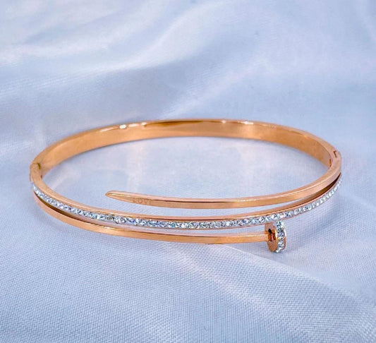 Rose Gold-Plated American Diamond Cuff Bracelet