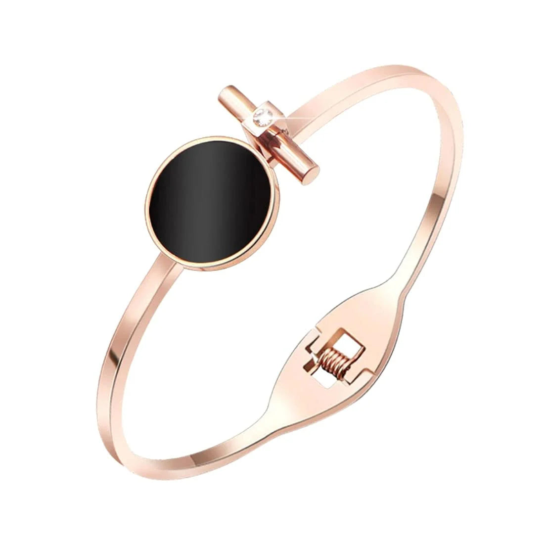 Black Circle Statement Style Bracelets/Kada Stainless Steel Rose Gold