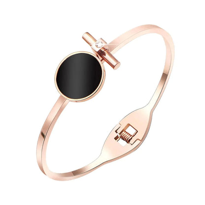 Black Circle Statement Style Bracelets/Kada Stainless Steel Rose Gold