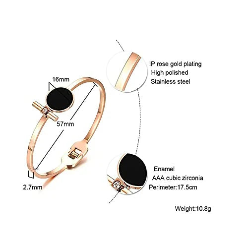 Black Circle Statement Style Bracelets/Kada Stainless Steel Rose Gold