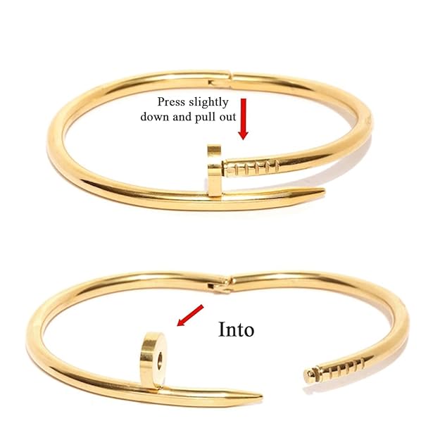 Gold Plated Stainless Steel Anti Tarnish Nail Bracelet