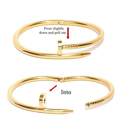 Gold Plated Stainless Steel Anti Tarnish Nail Bracelet