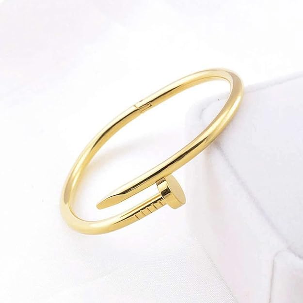 Gold Plated Stainless Steel Anti Tarnish Nail Bracelet