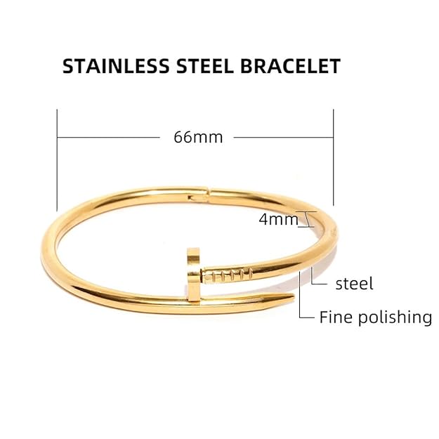 Gold Plated Stainless Steel Anti Tarnish Nail Bracelet