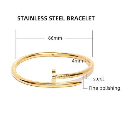 Gold Plated Stainless Steel Anti Tarnish Nail Bracelet