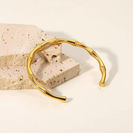 Minimalist Bamboo style cuff bracelet - The Charms Magic