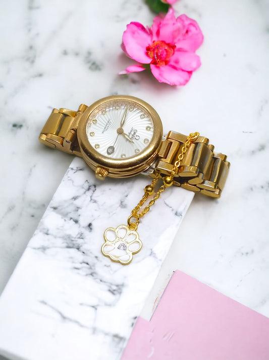 Paw Shaped Watch Charms With Anti tarnish Gold Plated Chain