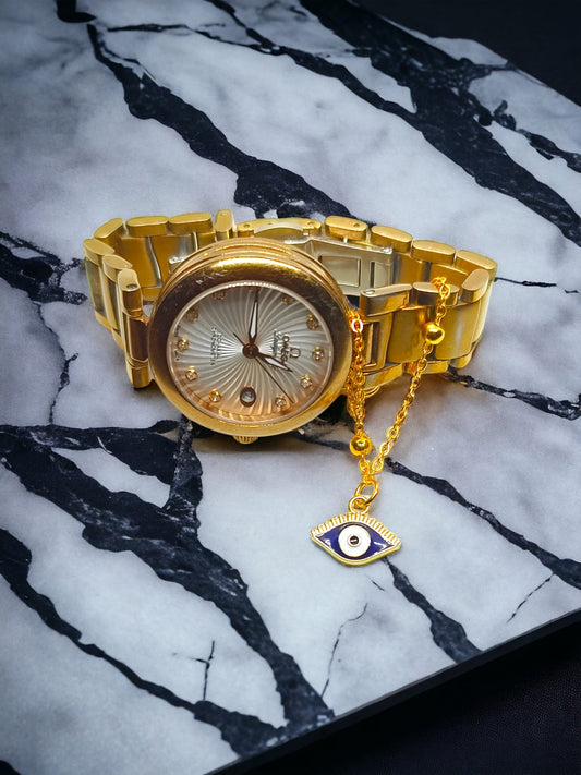 Evil Eye Small shaped Watch Charms With Anti tarnish Gold Plated Chain