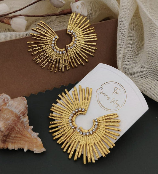 Stunning Gold Plated Sunburst Hoops