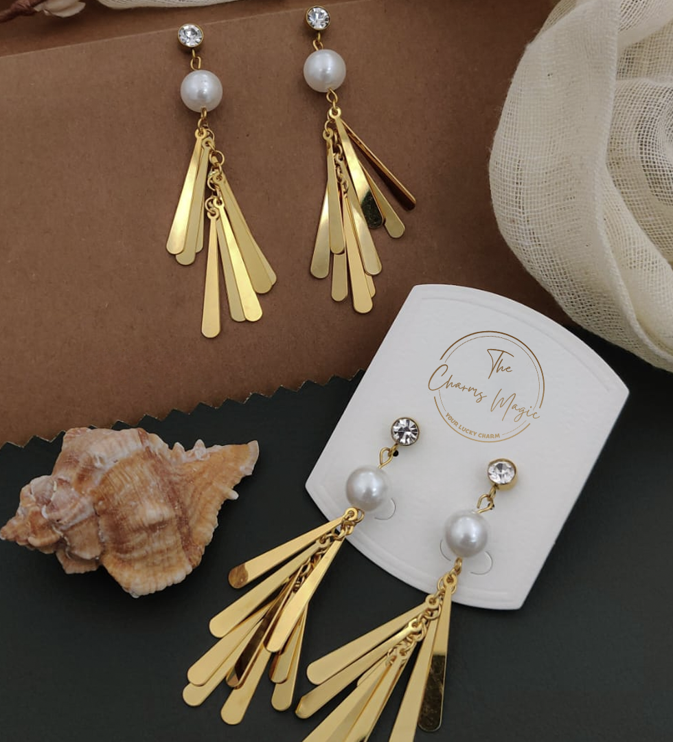 Pearl Stud Chime tassel earring anti tarnish