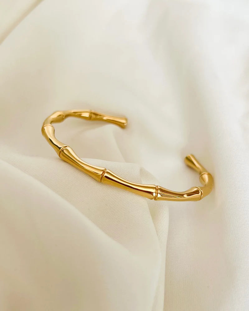 Minimalist Bamboo style cuff bracelet - The Charms Magic