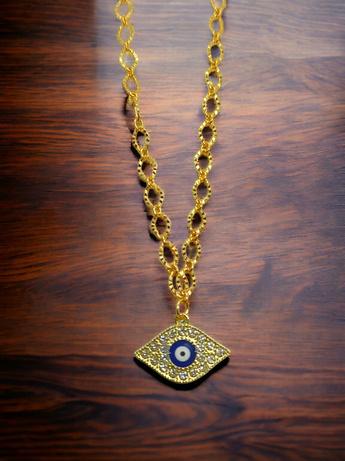 Dazzling Evil eye Charms Necklace With Anti tarnish Gold Plated Chain