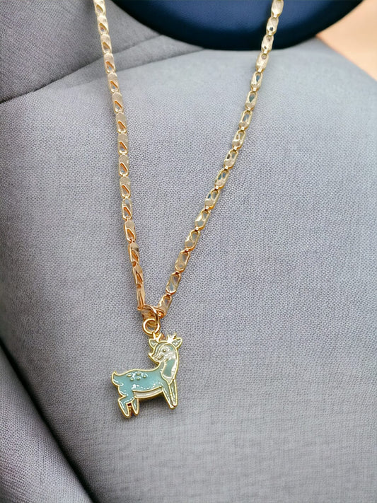 Cute Little Deer Charms Necklace With Anti tarnish Rose gold Chain