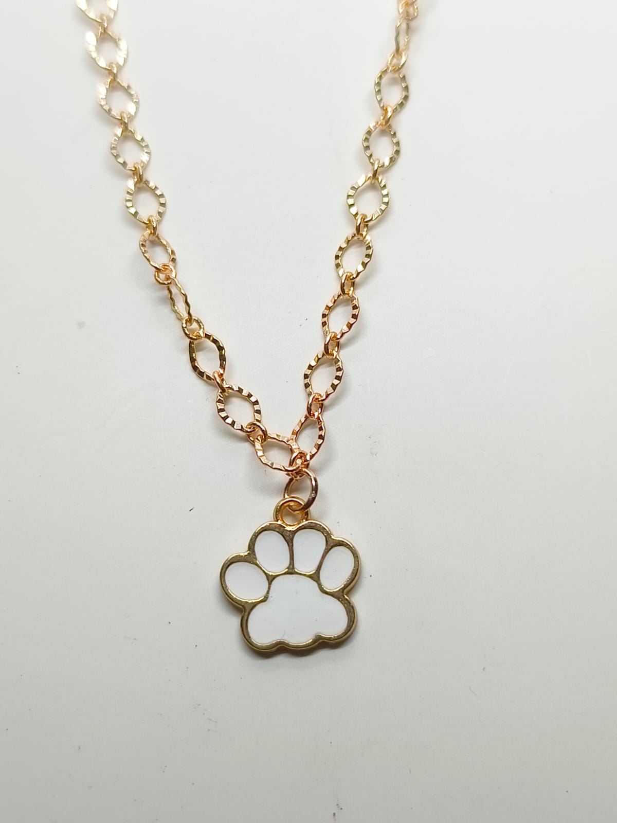 Cute Paw Charms Necklace With Anti tarnish Rose Gold Plated Chain